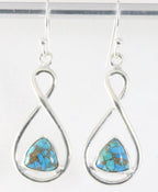 Opengewerkte zilveren oorbellen met blauwe koperturkoois afbeelding 1