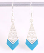 Opengewerkte zilveren oorbellen met blauwe turkoois afbeelding 1