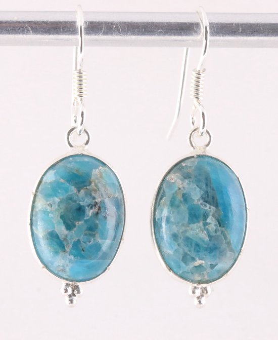 Zilveren oorbellen met blauwe apatiet afbeelding 1