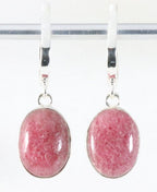 Hoogglans zilveren oorbellen met rhodoniet afbeelding 1