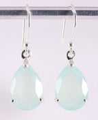 Zilveren oorbellen met aqua chalcedoon afbeelding 1