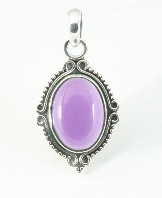 Bewerkte zilveren hanger met amethist afbeelding 1