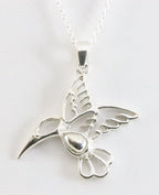 Zilveren kolibrie hanger aan ketting afbeelding 1