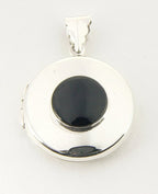 Rond zilveren medaillon met onyx afbeelding 1