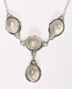 Bewerkte zilveren ketting met gouden rutielkwarts afbeelding 1