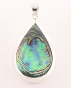 Grote druppelvormige zilveren hanger met abalone schelp afbeelding 1