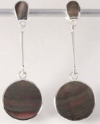 Lange zilveren oorstekers met zwarte parelmoer afbeelding 1