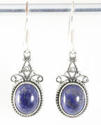 Bewerkte zilveren oorbellen met lapis lazuli afbeelding 1