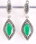 Zilveren oorstekers met jade en marcasiet afbeelding 1