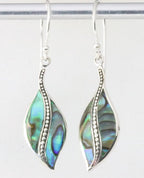 Bewerkte zilveren oorbellen met abalone schelp afbeelding 1