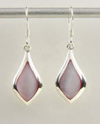 Zilveren druppelvormige oorbellen met roze parelmoer afbeelding 5