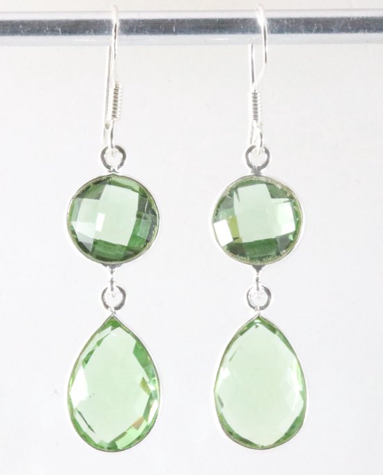 Zilveren oorbellen met groene amethist afbeelding 1