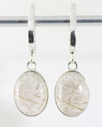 Hoogglans zilveren oorbellen met gouden rutielkwarts afbeelding 1