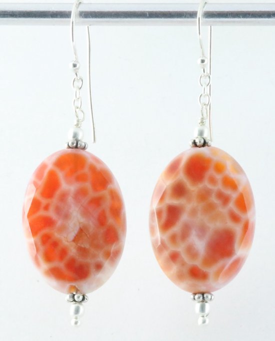 Zilveren oorbellen met Mexicaanse agaat afbeelding 1