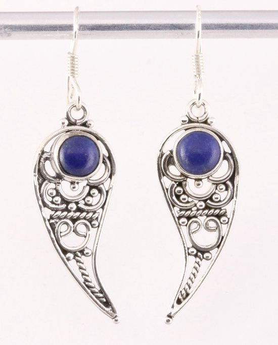 Opengewerkte zilveren oorbellen met lapis lazuli afbeelding 1