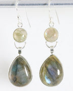 Lange zilveren oorbellen met labradoriet afbeelding 1
