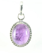 Fijne bewerkte ovale zilveren hanger met amethist afbeelding 1