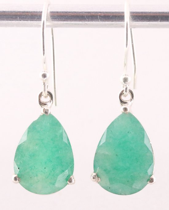 Zilveren oorbellen met smaragd afbeelding 1