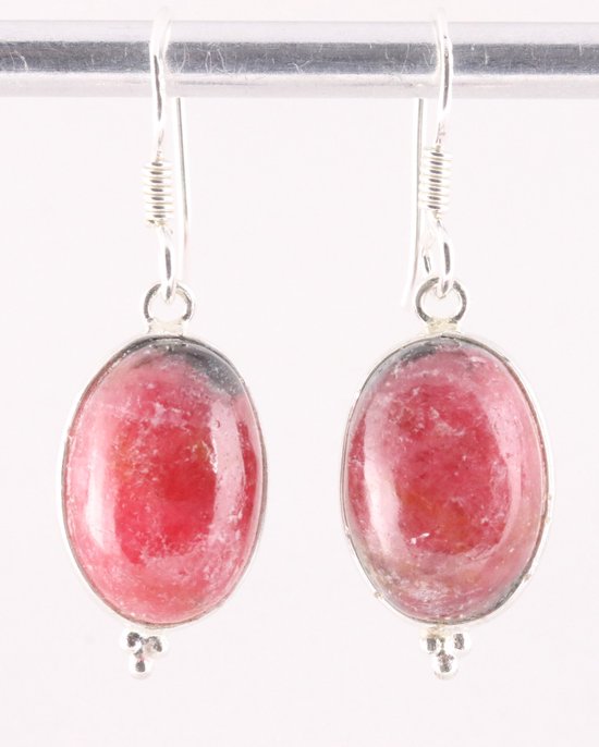 Zilveren oorbellen met rhodoniet afbeelding 1