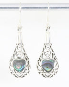 Opengewerkte zilveren oorbellen met abalone schelp afbeelding 1