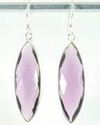 Lange zilveren oorbellen met amethist afbeelding 1