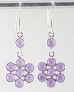 Lange bloemvormige zilveren oorbellen met amethist afbeelding 1