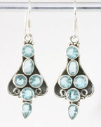 Lange zilveren oorbellen met blauwe topaas afbeelding 1