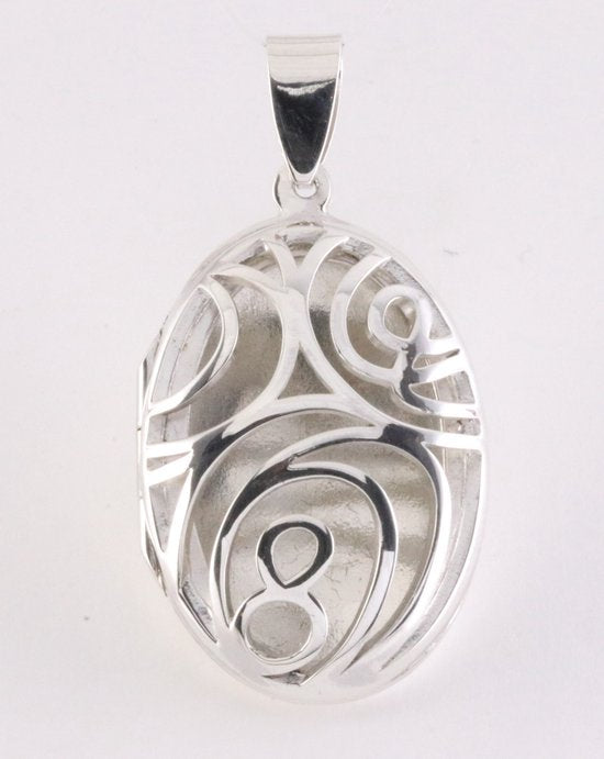 Opengewerkt ovaal zilveren medaillon afbeelding 1