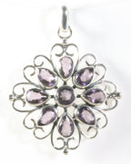 Opengewerkte zilveren hanger met amethist afbeelding 1