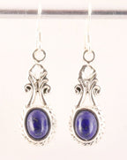 Bewerkte zilveren oorbellen met lapis lazuli afbeelding 1