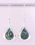 Druppelvormige zilveren oorbellen met abalone schelp afbeelding 4