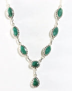 Bewerkte zilveren ketting met smaragd afbeelding 1