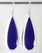 Grote druppelvormige zilveren oorbellen met lapis lazuli afbeelding 1
