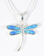 Zilveren libelle hanger met Australische opaal aan ketting afbeelding 1