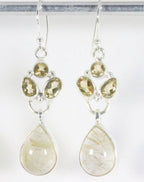 Zilveren oorbellen met gouden rutielkwarts en citrien afbeelding 1