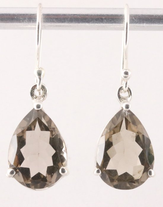 Zilveren oorbellen met rookkwarts afbeelding 5