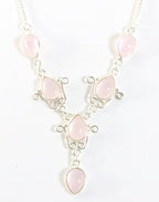 Zilveren ketting met rozenkwarts afbeelding 1