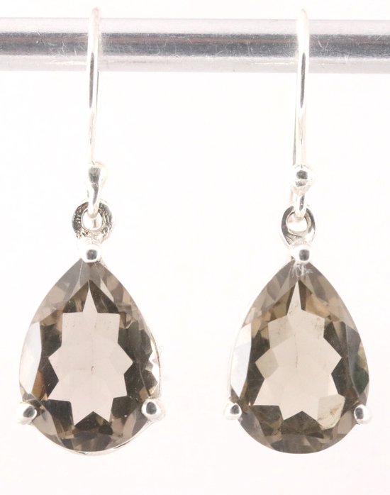 Zilveren oorbellen met rookkwarts afbeelding 1