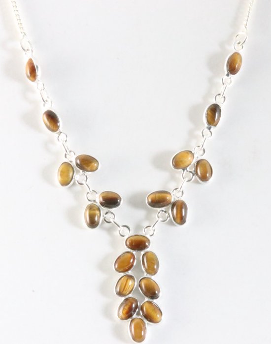 Zilveren ketting met tijgeroog afbeelding 1