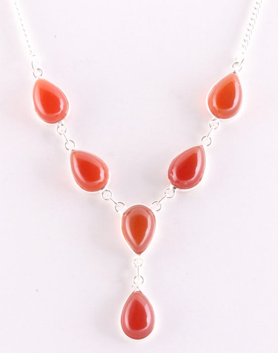 Zilveren ketting met carneool afbeelding 1