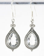 Bewerkte zilveren oorbellen met bergkristal afbeelding 1