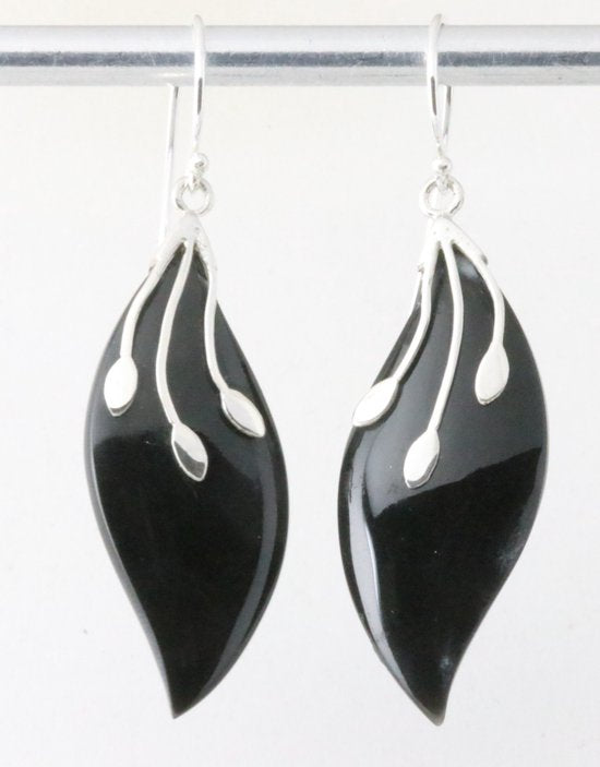 Zilveren oorbellen met onyx afbeelding 1