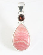 Zilveren hanger met rhodochrosiet en granaat afbeelding 1