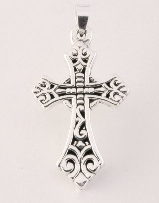 Fijne bewerkte zilveren kruishanger afbeelding 1