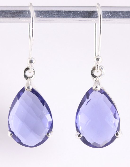 Zilveren oorbellen met ioliet afbeelding 1