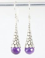 Bewerkte zilveren pegel oorbellen met amethist afbeelding 1