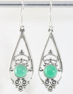 Lange opengewerkte zilveren oorbellen met jade afbeelding 1