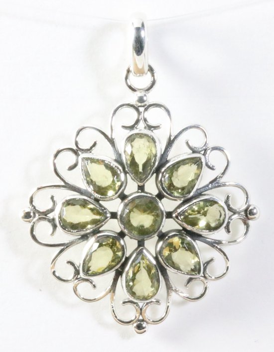 Opengewerkte zilveren hanger met citrien afbeelding 1