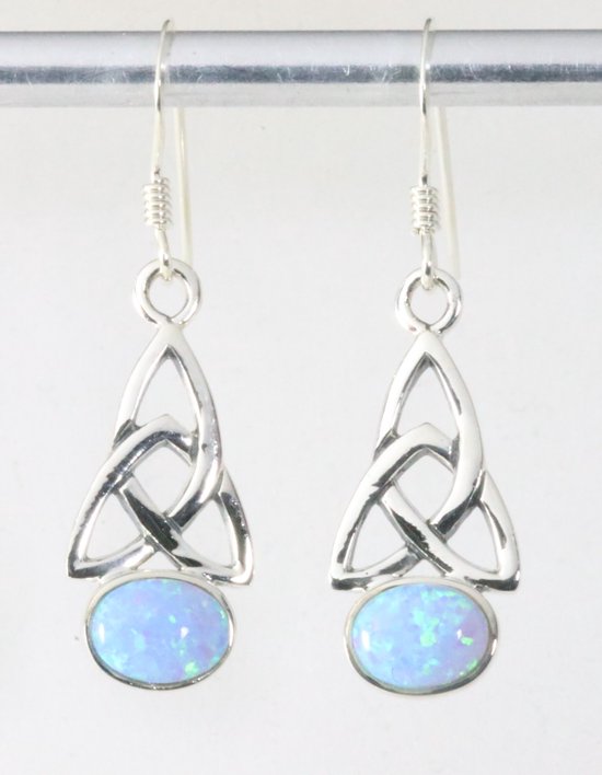 Fijne opengewerkte zilveren oorbellen met Australische opaal afbeelding 1