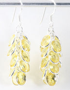 Trosvormige zilveren oorbellen met citrien afbeelding 1